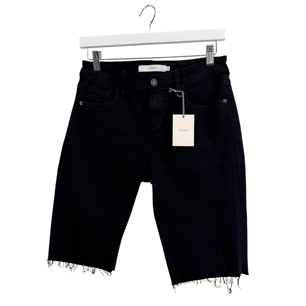 Hidden Jeans Marlin Short Raw Hem Size M Black Womens Bermuda Denim Cutoff